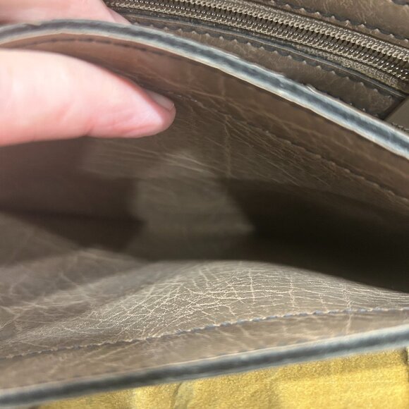 Vintage Cornell Creations Leather Handbag Light Brown Structured Architectural - Picture 10 of 13